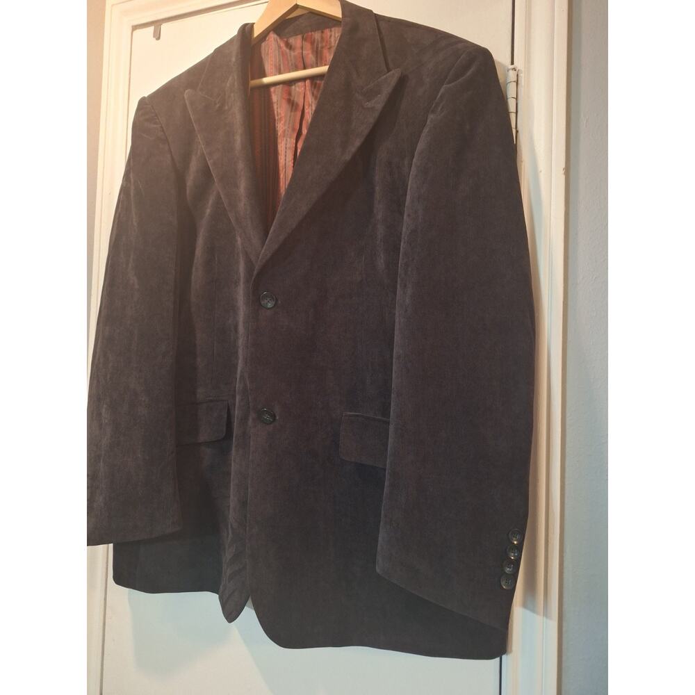 Inserch Mens Black Velvet Look Blazer Size XL Dinner Jacket Maroon Inlay